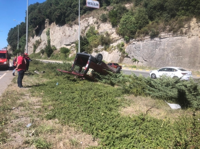 Takla atarak refüje çıktı...1 yaralı...