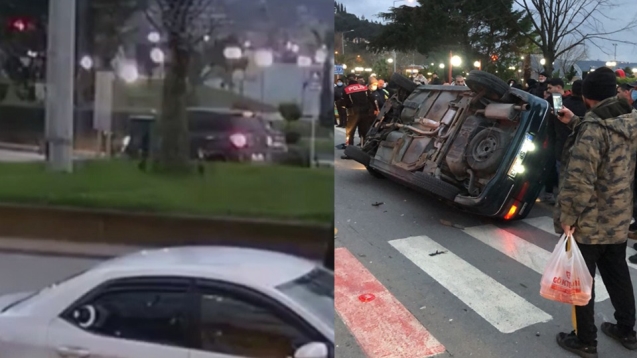 Otomobilin takla attığı kazada iki kişi yaralandı...