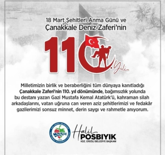 Başkan Posbıyık'tan 18 Mart Çanakkale Zaferi mesajı...