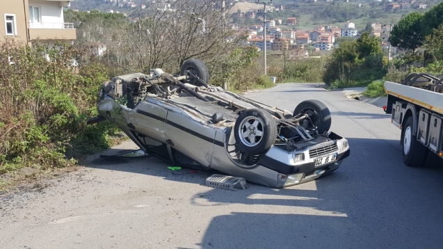 Freni patladı, takla attı…