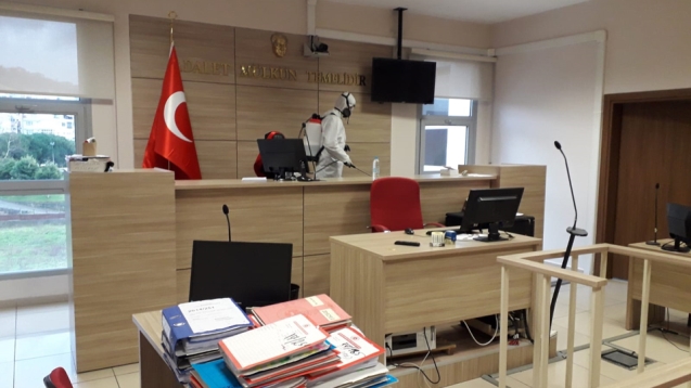 ADLİYE BİNASI DA DEZENFEKTE EDİLİYOR...