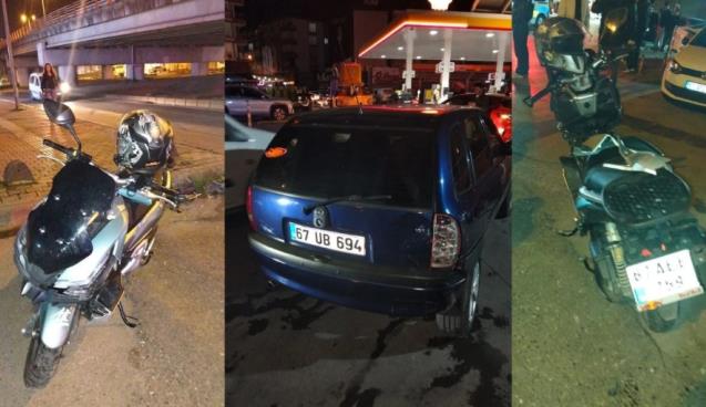 Otomobil ile motosiklet çarpıştı... Hastaneye kaldırıldı...