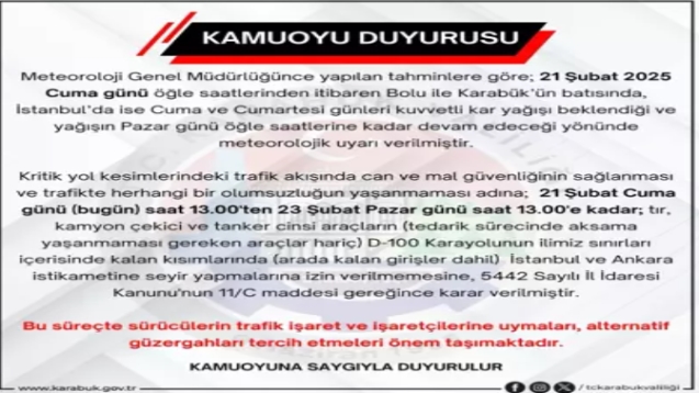 Valilikten açıklama... Pazar gününe kadar devam edecek...