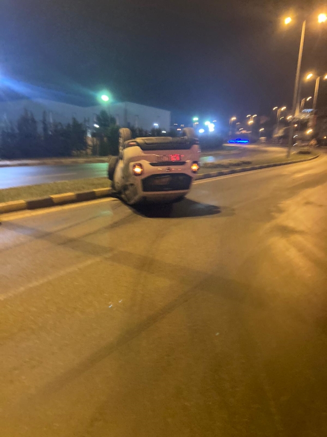 Alkollü sürücü aracı ile takla attı...