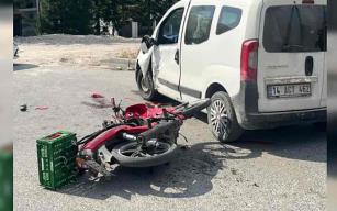 Kamyonet ile motosiklet çarpıştı…Sürücü ağır yaralandı…