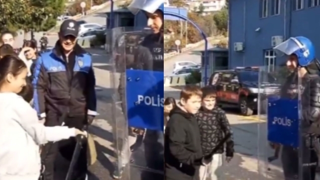 Çocukların polis merkezi gezisi gündem oldu...