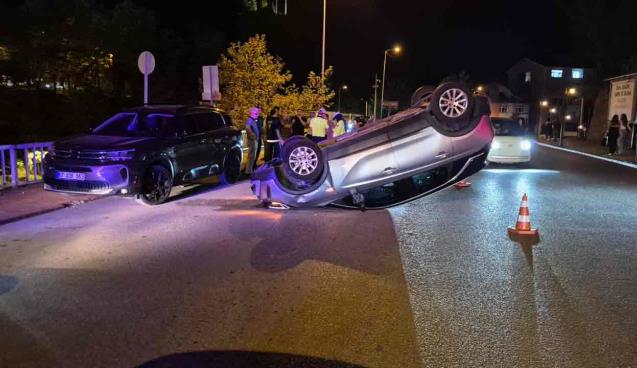 Otomobillere çarpıp takla attı...
