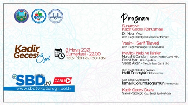 Kdz Ereğli Belediyesi'nden Kadir Gecesi için özel program
