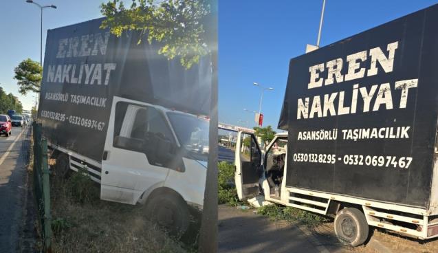 Yoldan çıktı... Refüjdeki ağaçları devirdi...